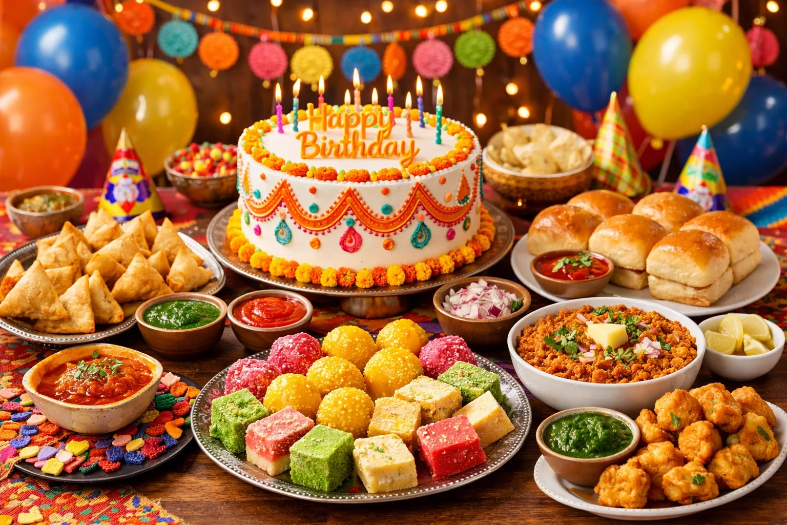 DineDazzle birthday party catering spread